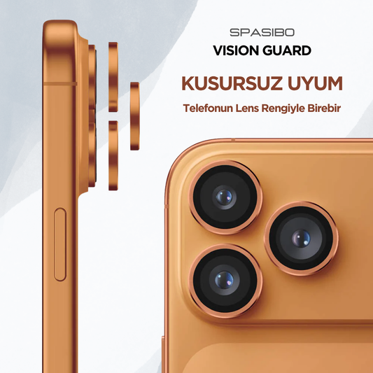 Spasibo Vision Guard iPhone 17 Pro Max Kamera Lens Koruyucu | Kozmik Turuncu