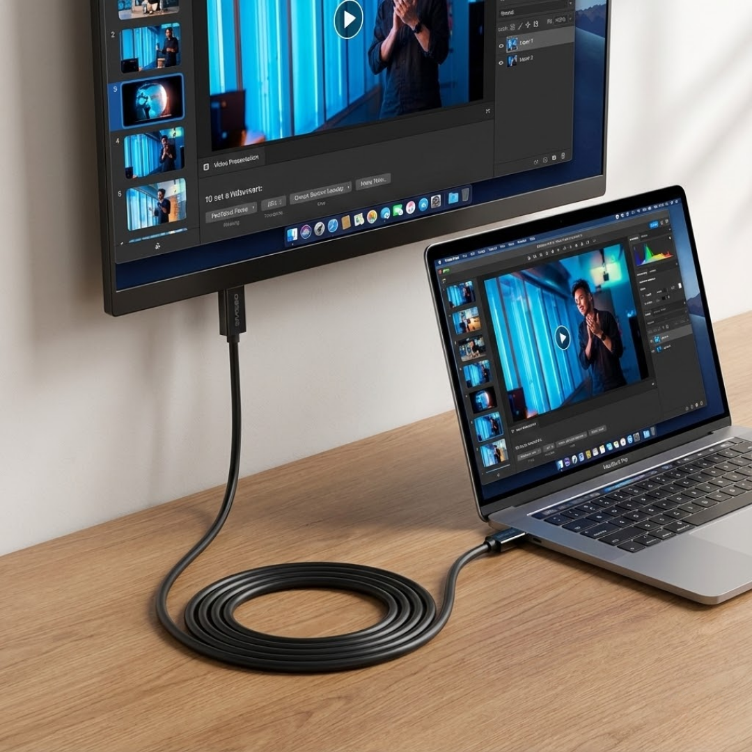 Spasibo Type-C To Displayport Kablo 8k 60Hz / 4K 144Hz - Thunderbolt 3/4 Uyumlu Usb-C Görüntü Aktarıcı 1.8 Metre Siyah