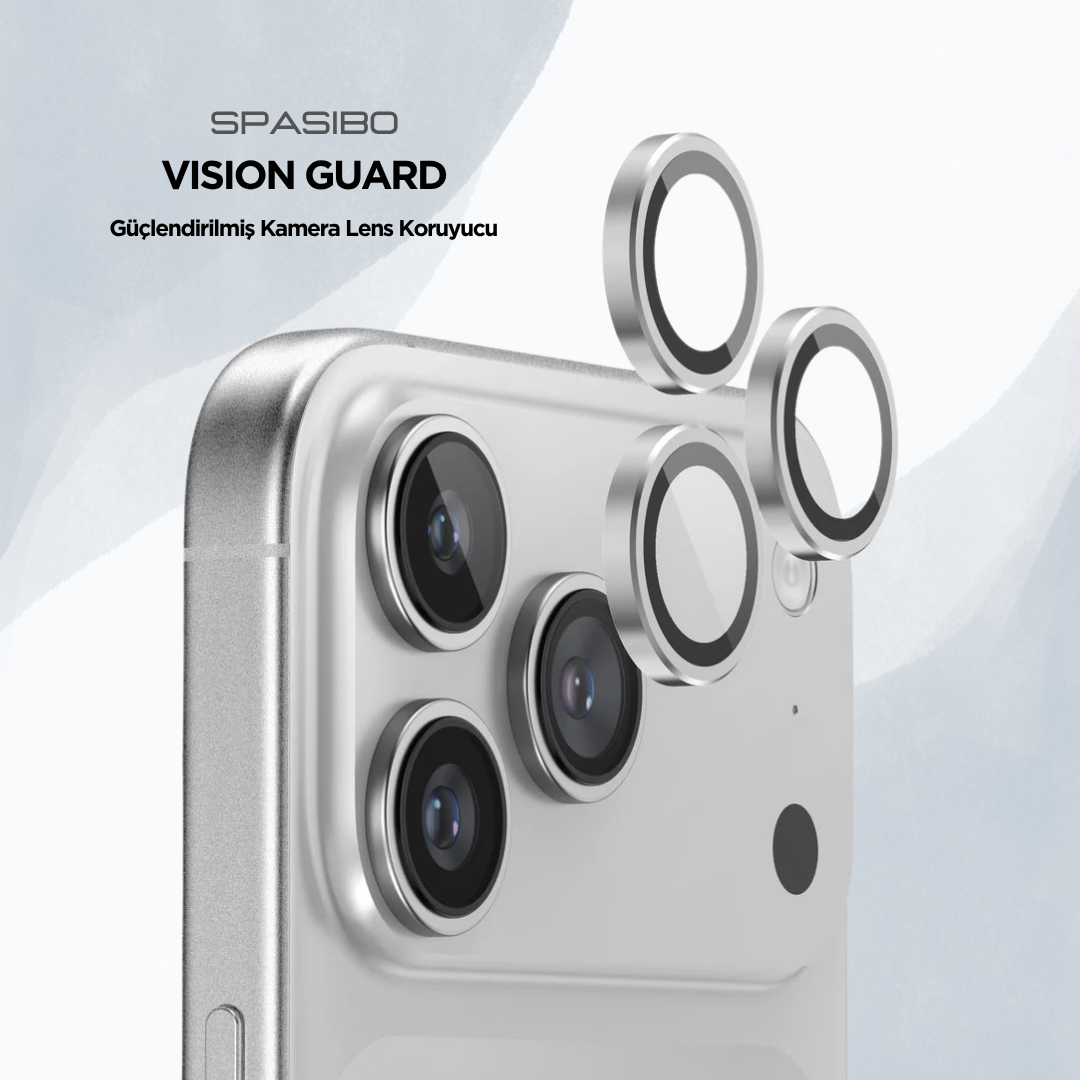 Spasibo Vision Guard iPhone 17 Pro Max Kamera Lens Koruyucu | Gümüş