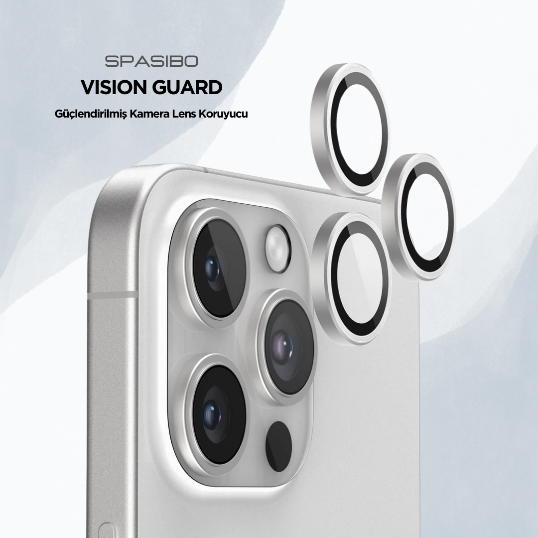 Spasibo Vision Guard iPhone 16 Pro Kamera Lens Koruyucu | Beyaz Titanyum