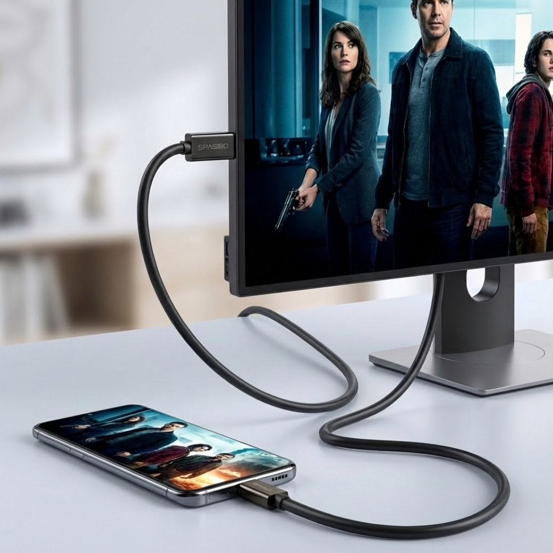 Spasibo Type-C To Displayport Kablo 8k 60Hz / 4K 144Hz - Thunderbolt 3/4 Uyumlu Usb-C Görüntü Aktarıcı 1.8 Metre Siyah