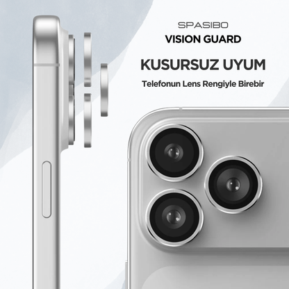 Spasibo Vision Guard iPhone 17 Pro Kamera Lens Koruyucu | Silver