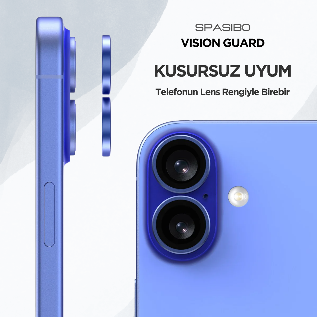 Spasibo Vision Guard iPhone 16 Kamera Lens Koruyucu | Lacivert
