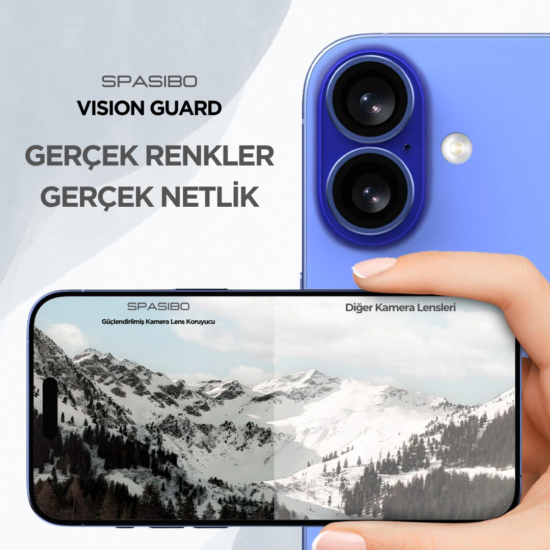 Spasibo Vision Guard iPhone 16 Plus Kamera Lens Koruyucu | Laciverttaş