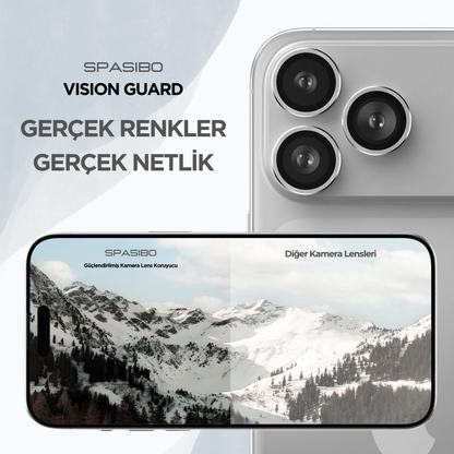 Spasibo Vision Guard iPhone 17 Pro Max Kamera Lens Koruyucu | Gümüş