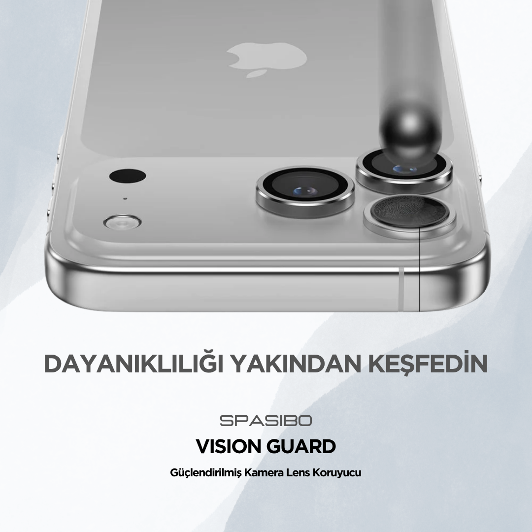 Spasibo Vision Guard iPhone 17 Pro Max Kamera Lens Koruyucu | Gümüş