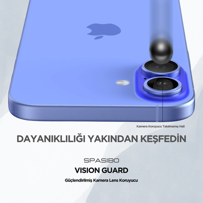 Spasibo Vision Guard iPhone 16 Plus Kamera Lens Koruyucu | Laciverttaş
