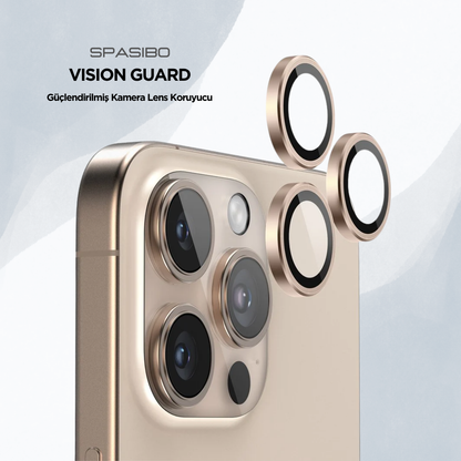 Spasibo Vision Guard iPhone 16 Pro Max Kamera Lens Koruyucu | Çöl Titanyum