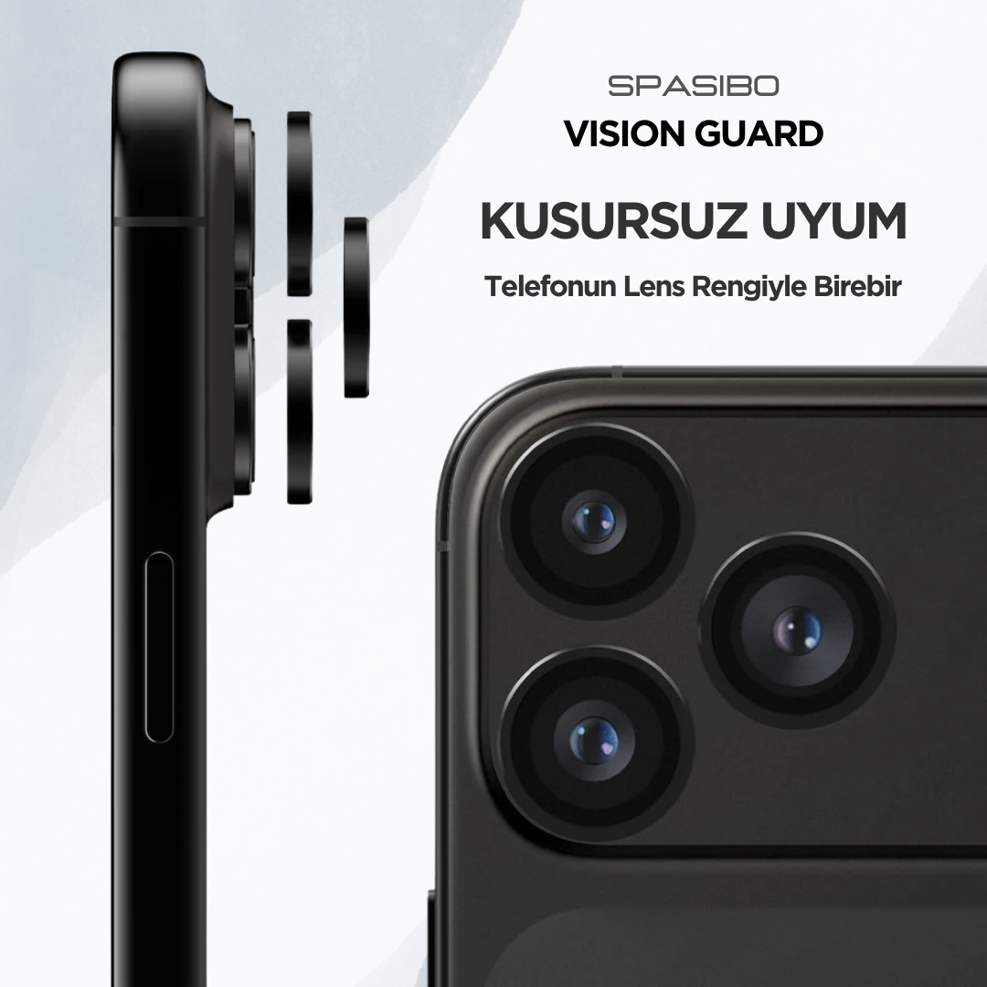 Spasibo Vision Guard iPhone 17 Pro Max Kamera Lens Koruyucu | Siyah