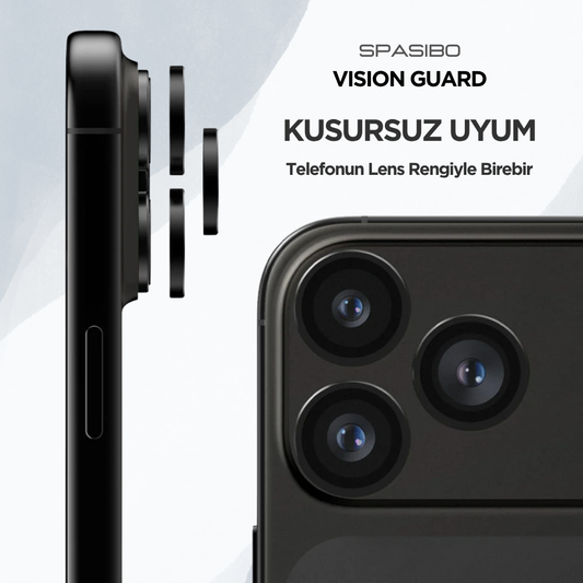 Spasibo Vision Guard iPhone 17 Pro Max Kamera Lens Koruyucu | Siyah