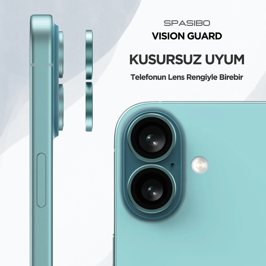 Spasibo Vision Guard iPhone 16 Plus Kamera Lens Koruyucu | Okyanus Mavisi