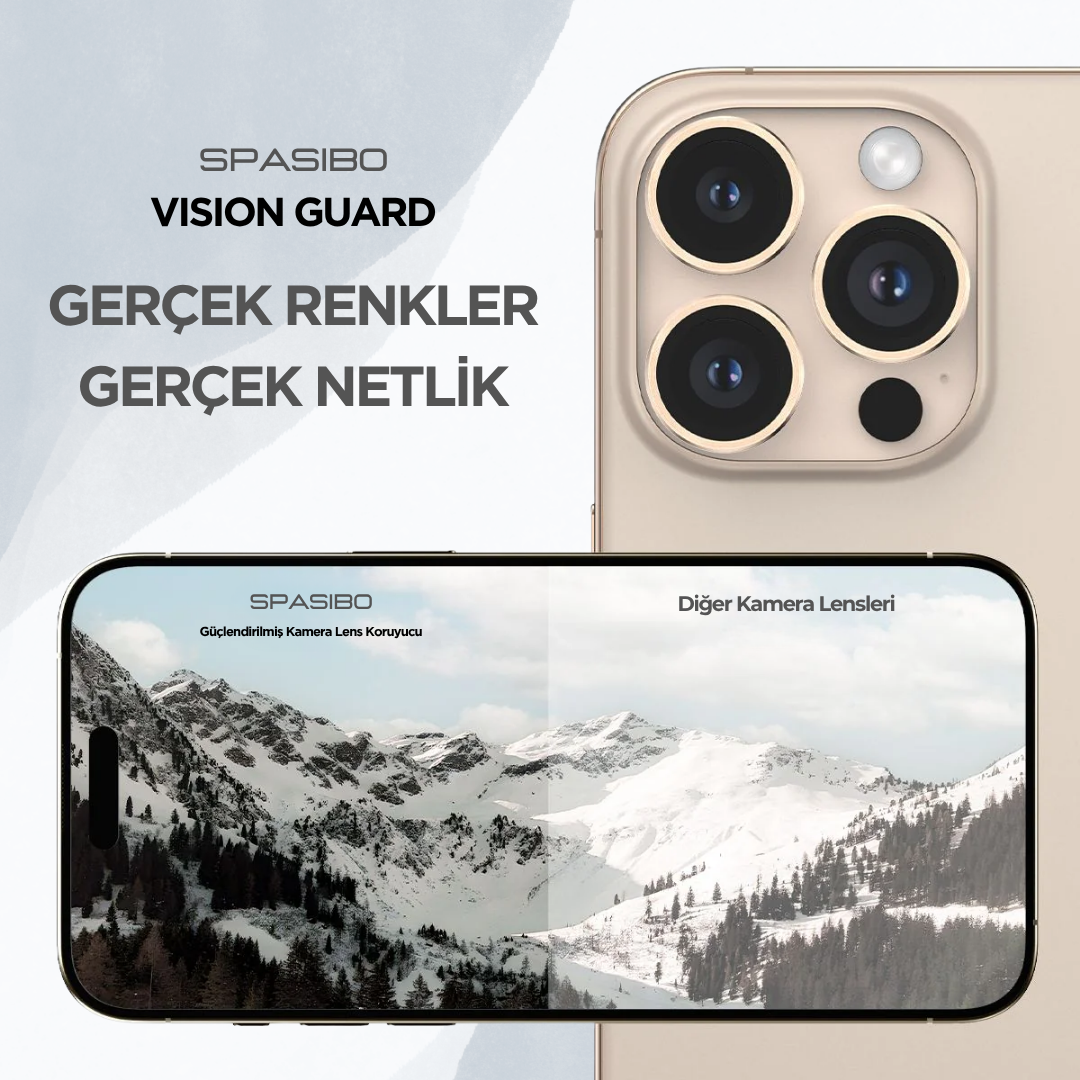 Spasibo Vision Guard iPhone 16 Pro Max Kamera Lens Koruyucu | Çöl Titanyum