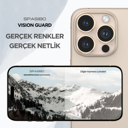 Spasibo Vision Guard iPhone 16 Pro Max Kamera Lens Koruyucu | Çöl Titanyum
