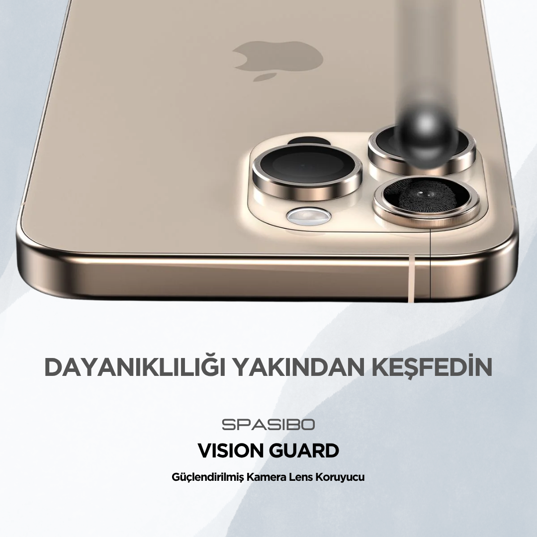Spasibo Vision Guard iPhone 16 Pro Max Kamera Lens Koruyucu | Çöl Titanyum
