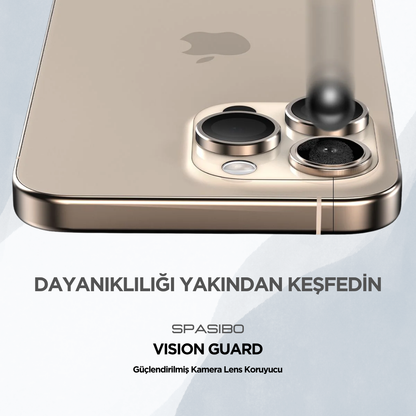 Spasibo Vision Guard iPhone 16 Pro Max Kamera Lens Koruyucu | Çöl Titanyum