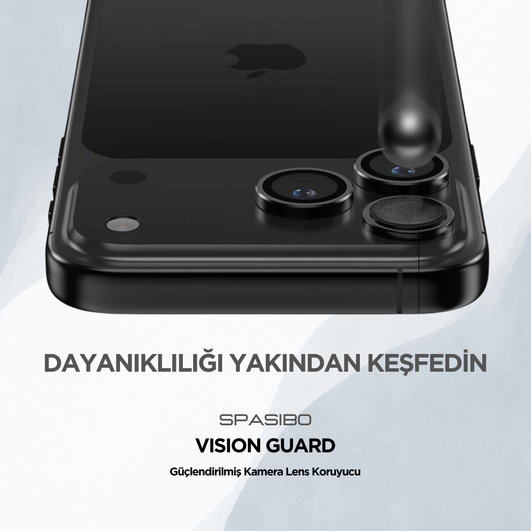 Spasibo Vision Guard iPhone 17 Pro Max Kamera Lens Koruyucu | Siyah