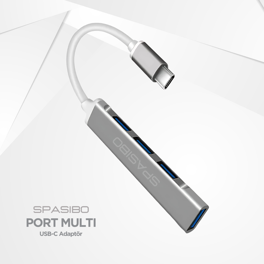 Spasibo Port Multi Usb-C To USB 3.0 Adaptör | Hızlı Veri Transferi 4'ü 1 Arada Çok Fonksiyonlu Çözüm