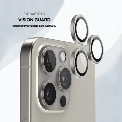 Spasibo Vision Guard iPhone 16 Pro Max Kamera Lens Koruyucu | Naturel Titanyum