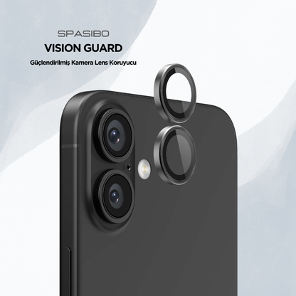 Spasibo Vision Guard iPhone 16 Plus Kamera Lens Koruyucu | Siyah
