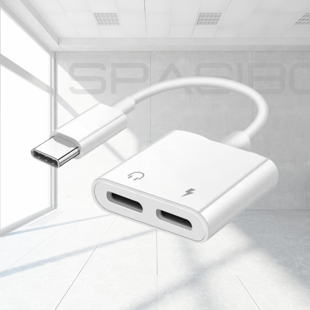 Port Dual Usb-C | Şarj ve Ses Adaptörü 1 Spasibo Port Dual Usb-C | Şarj ve Ses Adaptörü