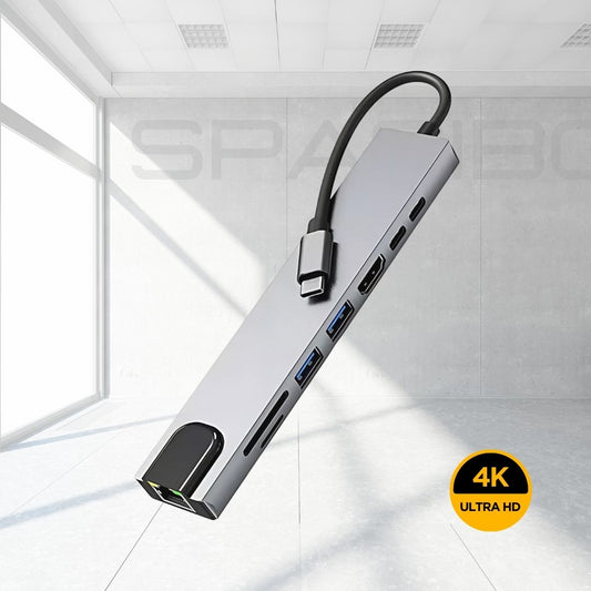 Spasibo Port Pro Usb-C Hub 8 In 1 Adaptör | 4K UHD Hdmı, Hızlı Veri Transferi ve Çoklu Bağlantı Deneyimi!