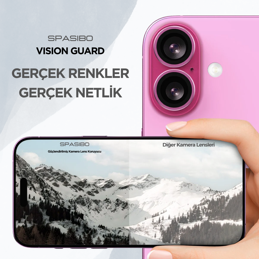 Spasibo Vision Guard iPhone 16 Kamera Lens Koruyucu | Pembe