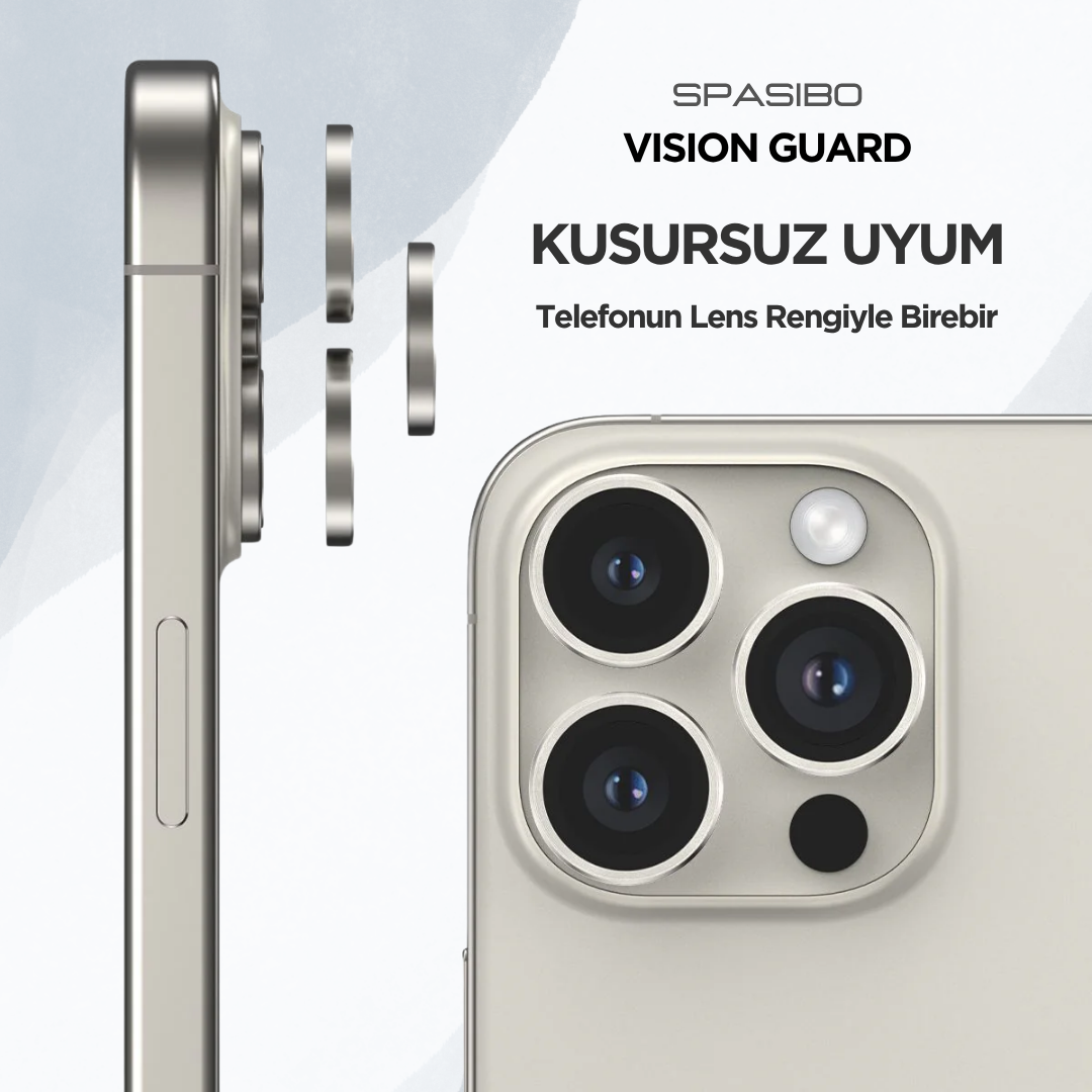 Spasibo Vision Guard iPhone 16 Pro Max Kamera Lens Koruyucu | Naturel Titanyum