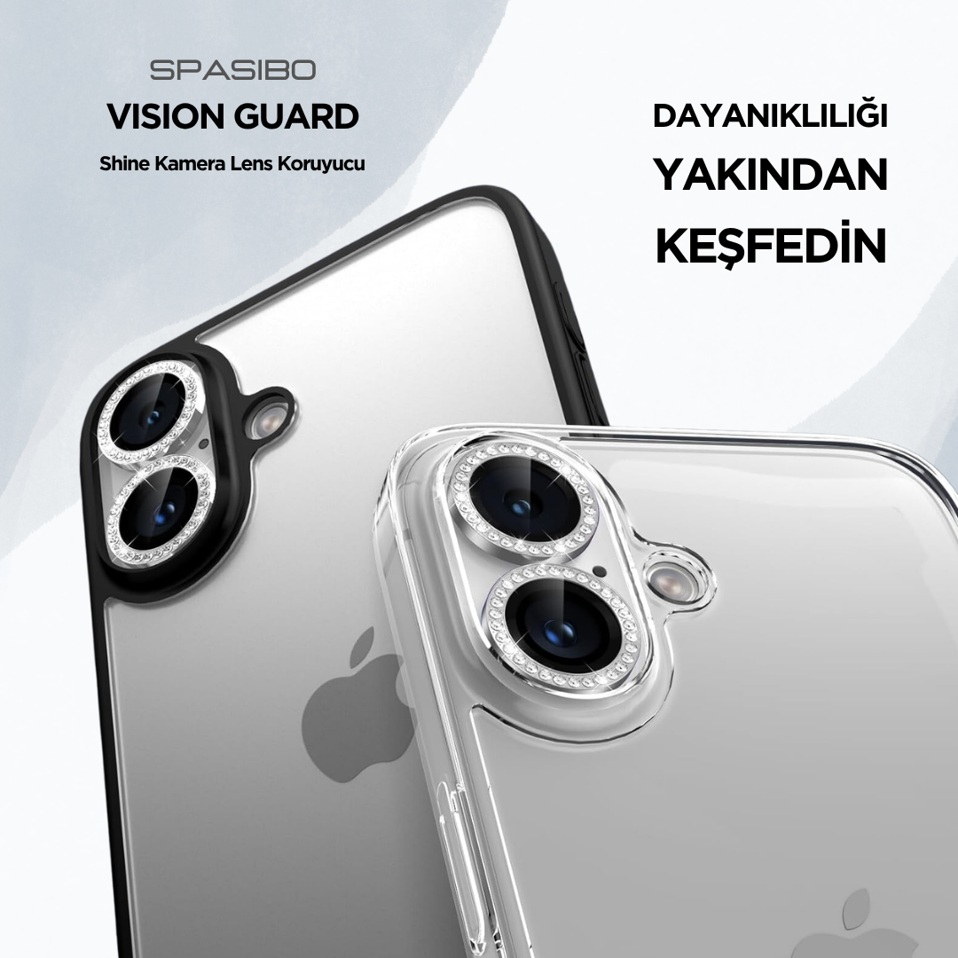 Spasibo iPhone 16 Kristal Taşlı Kamera Lens Koruyucu | Spasibo Vision Guard