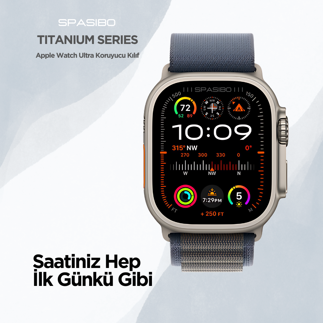 Spasibo Apple Watch Ultra Titanium Series Kılıf | Darbe Dayanıklı Koruma | Premium Apple Watch Ultra Kılıfı