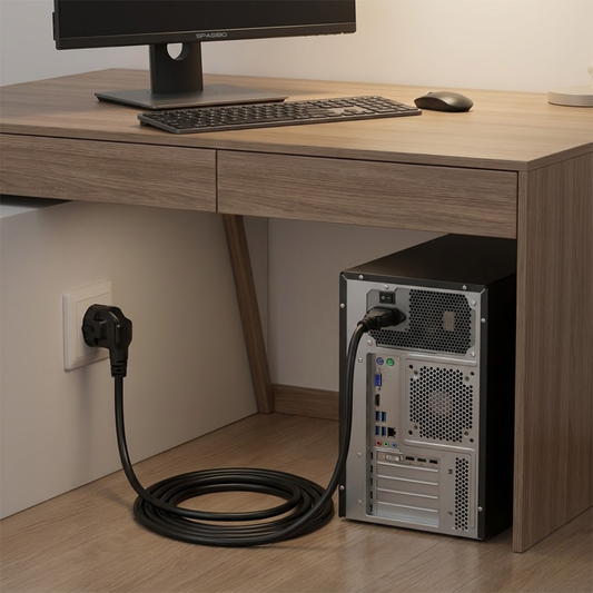 Spasibo Power Kablosu 1.5 Metre Siyah - 220-500W Destekli Masaüstü Bilgisayar, Monitör ve Yazıcı Uyumlu Pc Güç Kablosu