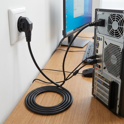 Spasibo Power Kablosu 1.5 Metre Siyah - 220-500W Destekli Masaüstü Bilgisayar, Monitör ve Yazıcı Uyumlu Pc Güç Kablosu