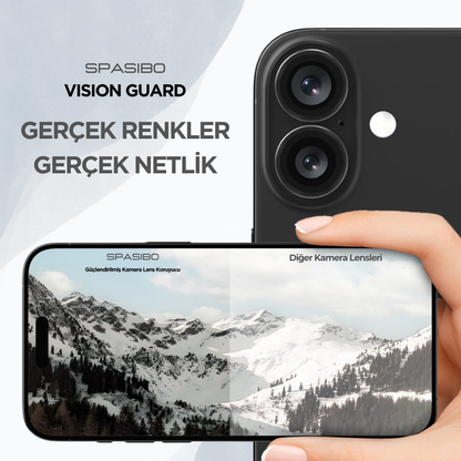 Spasibo Vision Guard iPhone 16 Kamera Lens Koruyucu | Siyah