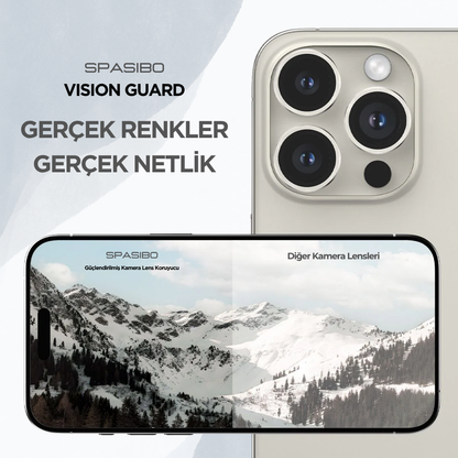 Spasibo Vision Guard iPhone 16 Pro Max Kamera Lens Koruyucu | Naturel Titanyum