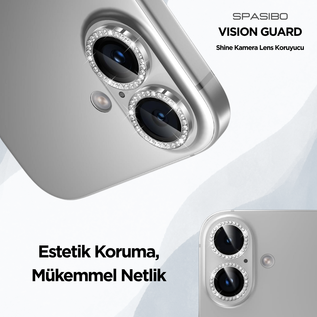 Spasibo iPhone 16 Kristal Taşlı Kamera Lens Koruyucu | Spasibo Vision Guard