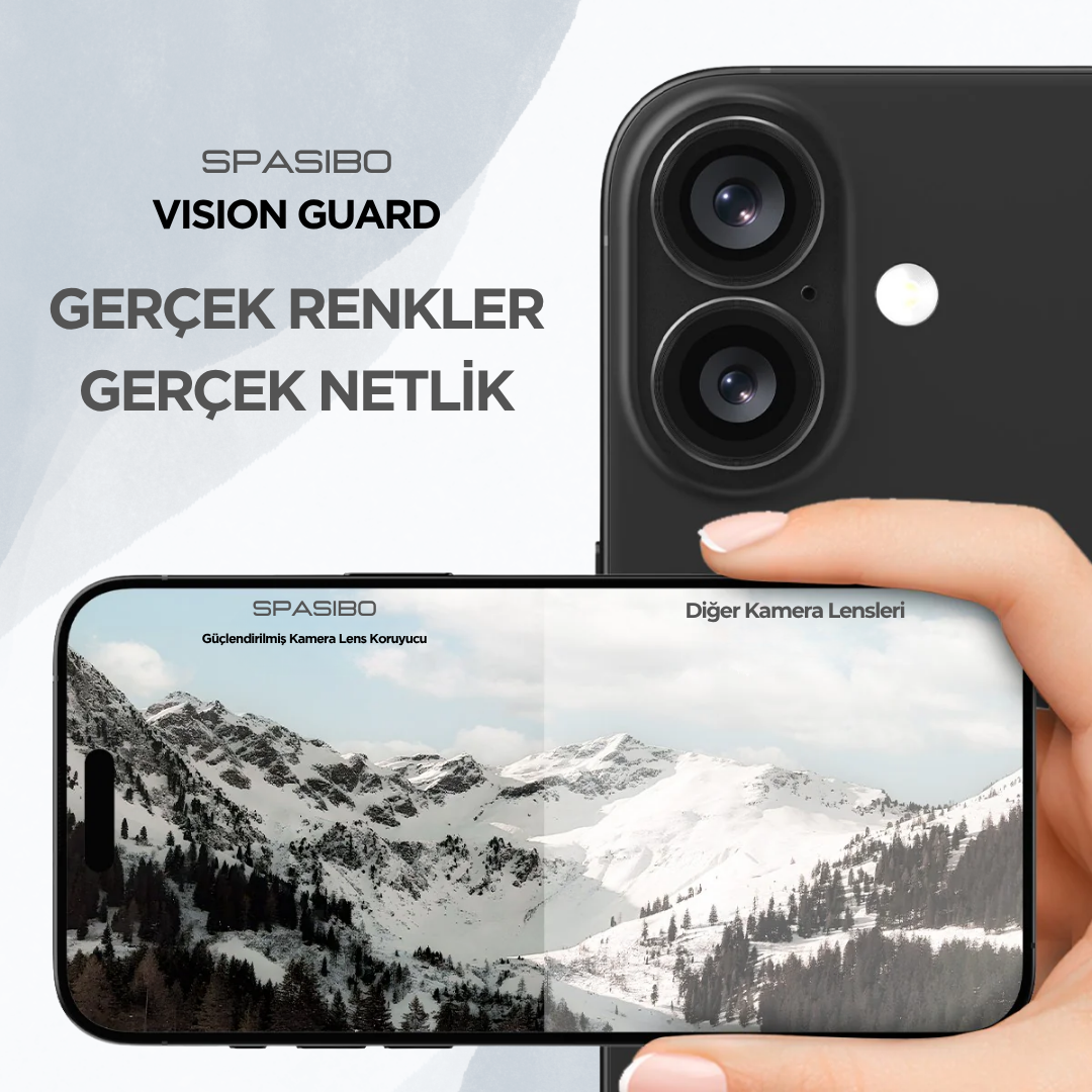 Spasibo Vision Guard iPhone 16 Plus Kamera Lens Koruyucu | Siyah
