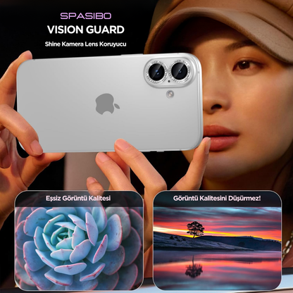 Spasibo iPhone 16 Kristal Taşlı Kamera Lens Koruyucu | Spasibo Vision Guard