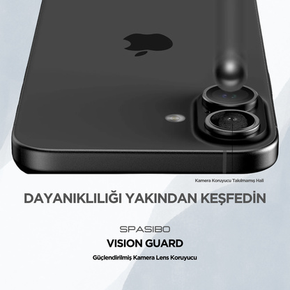 Spasibo Vision Guard iPhone 16 Plus Kamera Lens Koruyucu | Siyah