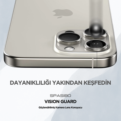 Spasibo Vision Guard iPhone 16 Pro Max Kamera Lens Koruyucu | Naturel Titanyum