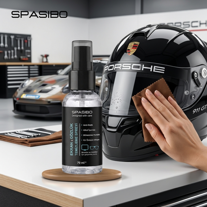 Spasibo 70 ml Ekran ve Gözlük Temizleme Spreyi + Çizmez Premium Güderi Bez Seti | İz Bırakmayan Temizlik | Telefon, Tablet, Laptop ve Tv Uyumlu
