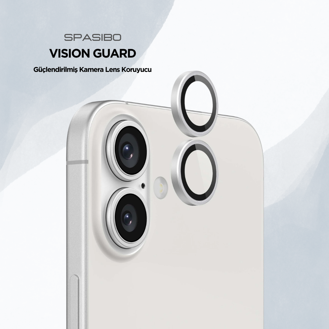 Spasibo Vision Guard iPhone 16 Kamera Lens Koruyucu | Beyaz