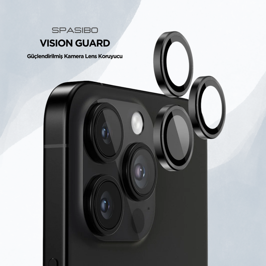Spasibo Vision Guard iPhone 16 Pro Kamera Lens Koruyucu | Siyah Titanyum