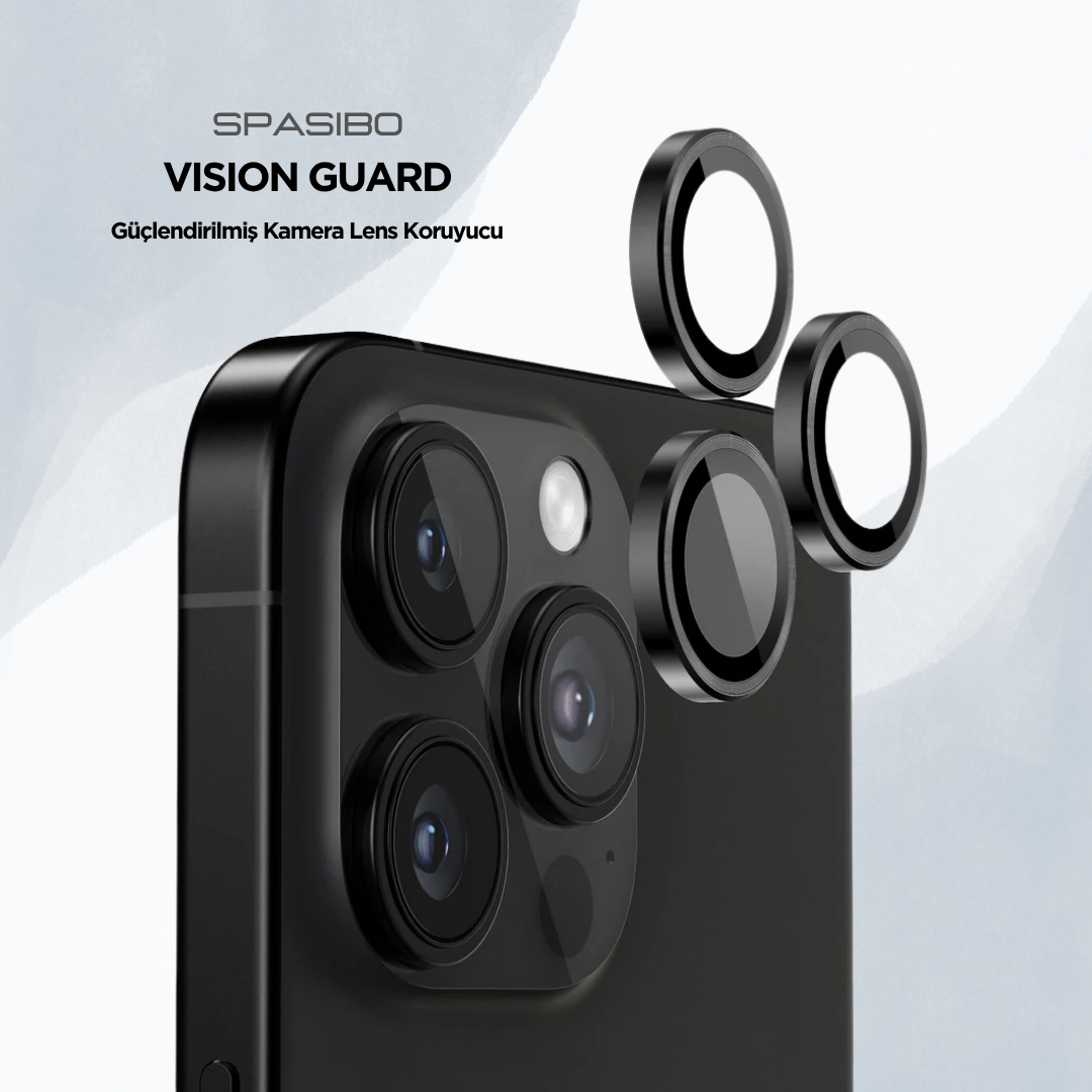 Spasibo Vision Guard iPhone 16 Pro Max Kamera Lens Koruyucu | Siyah Titanyum