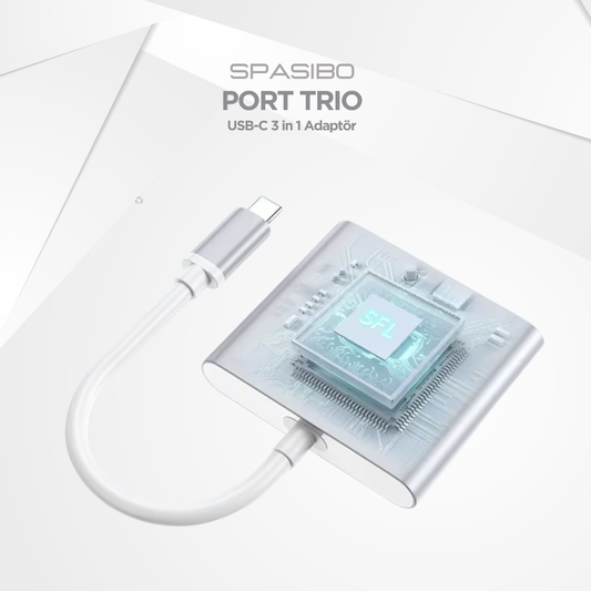 Spasibo Port Trio Usb-C HUB 3 In 1 Adaptör | 4K UHD Hdmı, Hızlı Veri Transferi ve Çoklu Bağlantı Deneyimi!