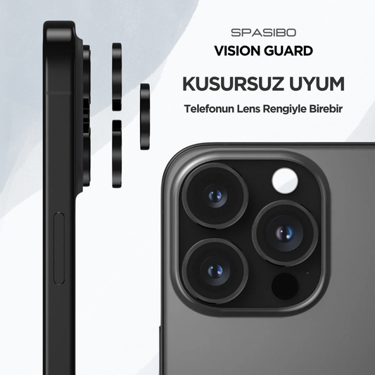 Spasibo Vision Guard iPhone 16 Pro Kamera Lens Koruyucu | Siyah Titanyum