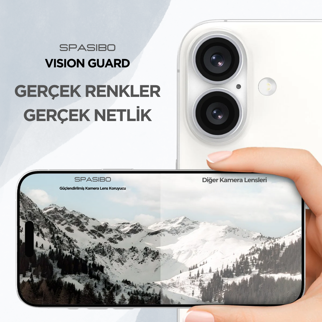 Spasibo Vision Guard iPhone 16 Kamera Lens Koruyucu | Beyaz