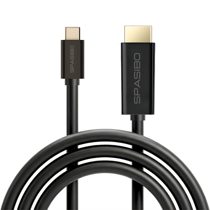 Spasibo Type-C To Displayport Kablo 8k 60Hz / 4K 144Hz - Thunderbolt 3/4 Uyumlu Usb-C Görüntü Aktarıcı 1.8 Metre Siyah