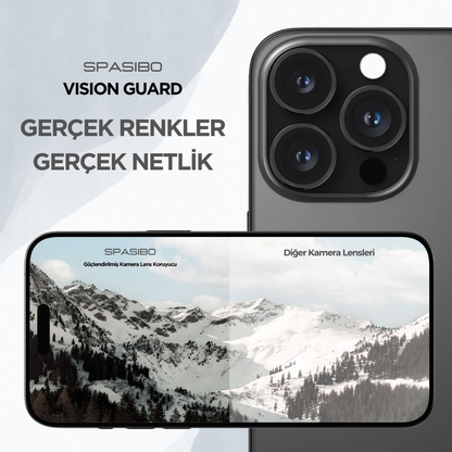 Spasibo Vision Guard iPhone 16 Pro Kamera Lens Koruyucu | Siyah Titanyum