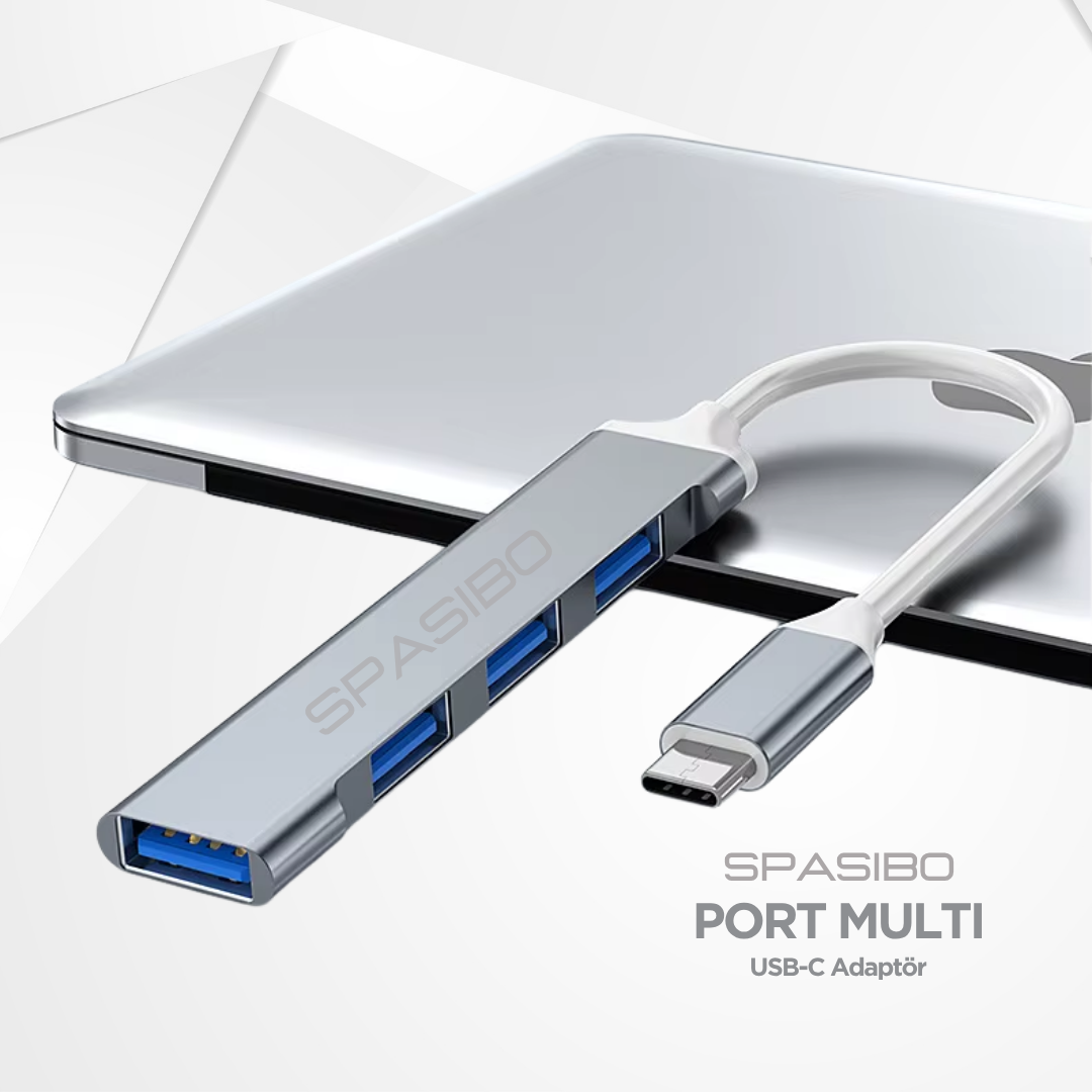 Spasibo Port Multi Usb-C To USB 3.0 Adaptör | Hızlı Veri Transferi 4'ü 1 Arada Çok Fonksiyonlu Çözüm