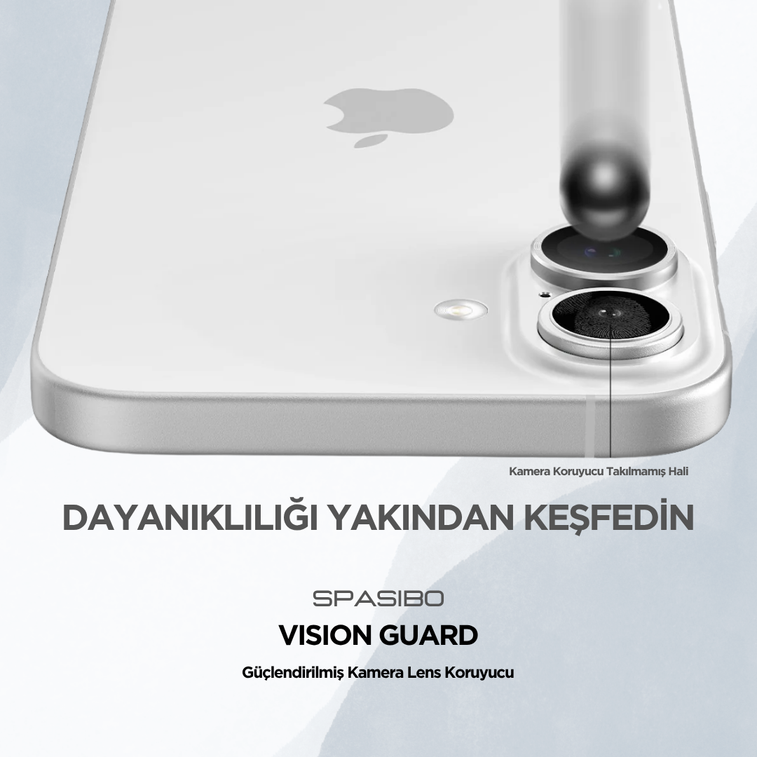 Spasibo Vision Guard iPhone 16 Plus Kamera Lens Koruyucu | Beyaz